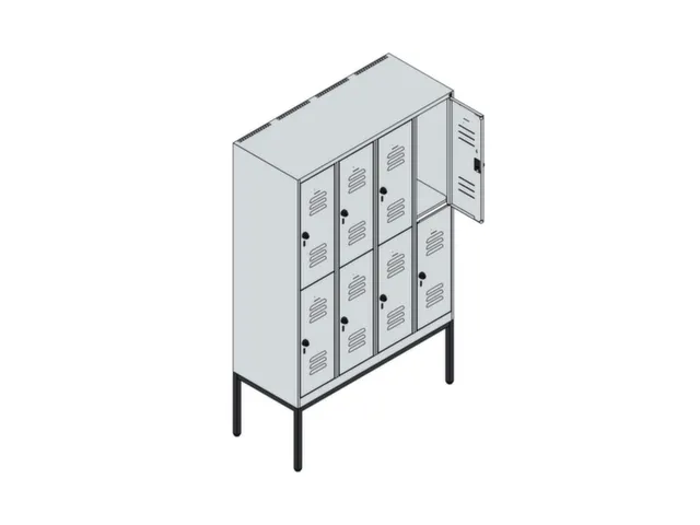 dubbeldekse locker,HxBxD 1950x1200x500mm,4x2vak.,vak B 300mm,cil.-slot