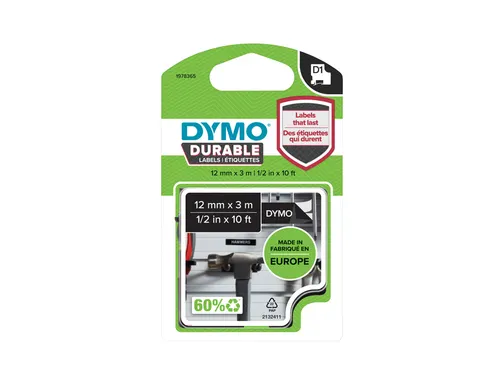 Labeltape Dymo D1 1978365 12mmx3m wit op zwart
