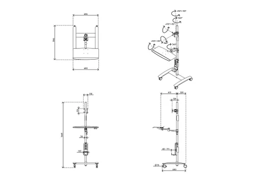 Monitorstandaard Verrijdbaar Viewmate Combo Trolley 702