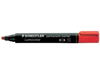 Viltstift Staedtler Lumocolor 350 permanent beitelpunt 2-5mm rood - 1