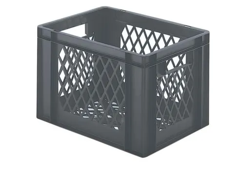 Euronorm-stapelbak 24l 270x400x300mm Wanden/bodem Opengewerkt Grijs