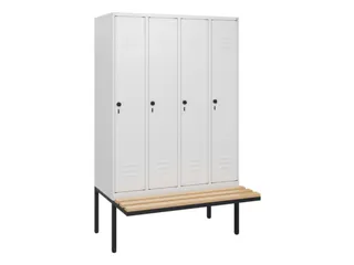 locker met bank,HxBxD 1950x1200x815mm,4vak,vak B 300mm,draaigrendel - 1