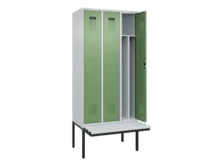 locker met bank,voor scheiding van kleding,HxBxD 2120x900x815mm,3vak - 1