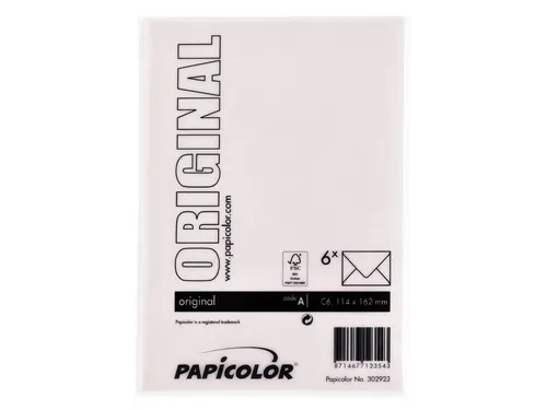 Envelop Papicolor C6 114x162mm lichtroze pak à 6 stuks
