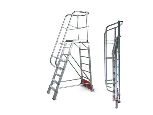 verrijdbare treden-platformladder,eenzijdig,12trede(n),stand H 2,75m