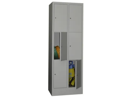 lockerkast,HxBxD 1850x600x500mm,2x3vakken,RAL7035,front RAL7016