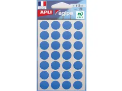 Ronde Etiketten in Etui Diameter Ø15mm, Blauw, 168 Stuks, 28 per Blad