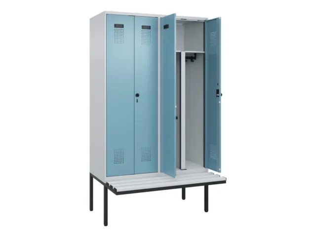PBM-locker met bank,HxBxD 2120x1200x815mm,4vak,vak B 300mm