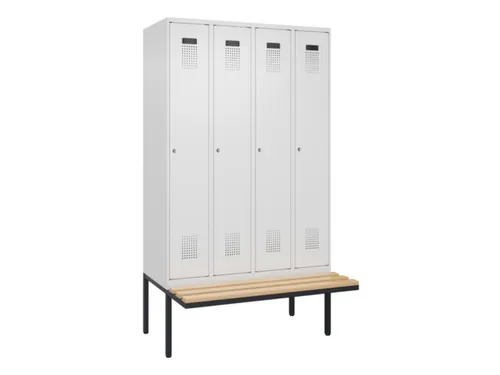 locker met bank,HxBxD 2120x1200x815mm,4vak,vak B 300mm,cilinderslot