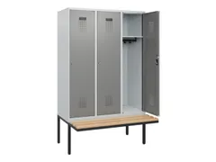 locker met bank,HxBxD 1950x1200x815mm,3vak,vak B 400mm,cilinderslot