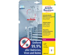 Bedrukbaar antimicrobiëel etiket Zweckform 210x148mm, transp. 20 etik