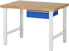 werkbank,HxBxD 790-1140x1250x900mm,beukblad,draagverm. 750kg,4voeten