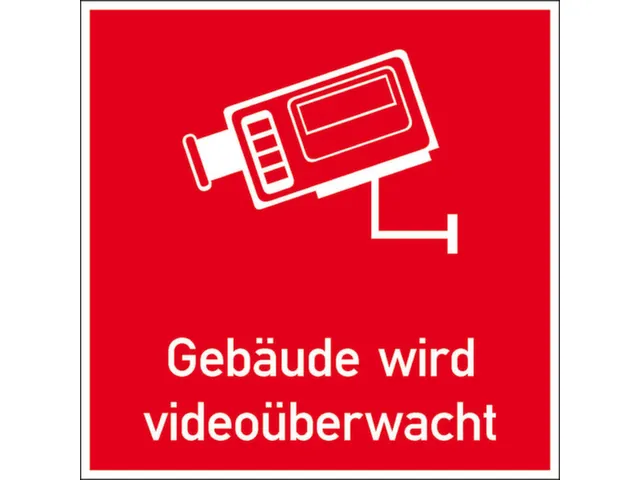 waarschuwingsetiket,Gebouw heeft videbewaking,PVC,rood/wit