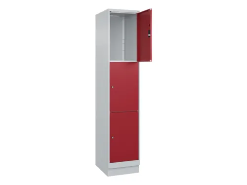 lockerkast,HxBxD 1950x400x500mm,1x3vakken,vak B 400mm,cil.-slot,sokkel