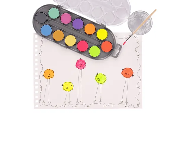 Waterverfset Bruynzeel Kids met penseel set à 12 metallic- en neonkle