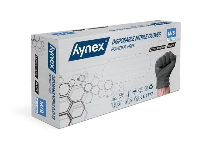 Handschoen Hynex nitril M zwart extra sterk 5gr 100 stuks