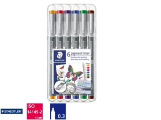 Fineliner Staedtler Pigment 308 0.3mm set à 6st assorti - 2