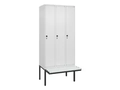 locker met bank,HxBxD 2120x900x815mm,3vak,vak B 300mm,draaigrendel
