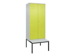 PBM-locker met bank,HxBxD 2120x800x815mm,2vak,vak B 400mm,cil.-slot