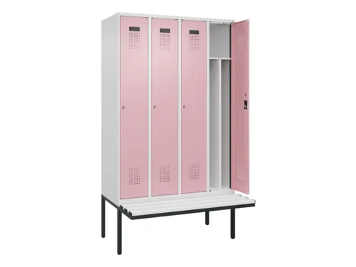 locker met bank,voor scheiding van kleding,HxBxD 2120x1200x815mm,4vak