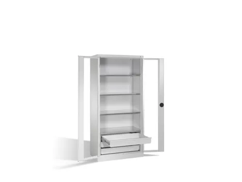 werkplaatskast,HxBxD 1950x930x600mm,4xStalen bodem,3lade(n),cil.-slot