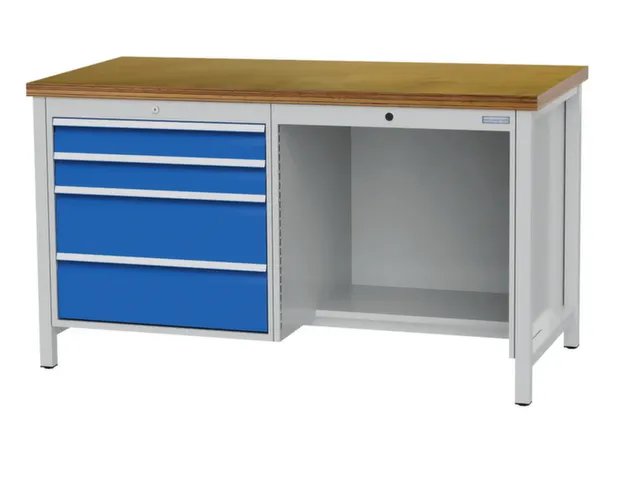 werkbank,HxBxD 860x1500x750mm,onderstel RAL7035,fronten RAL7035