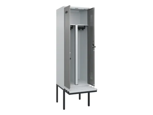 PBM-locker met bank,HxBxD 2120x600x815mm,2vak,vak B 300mm,draaigrendel
