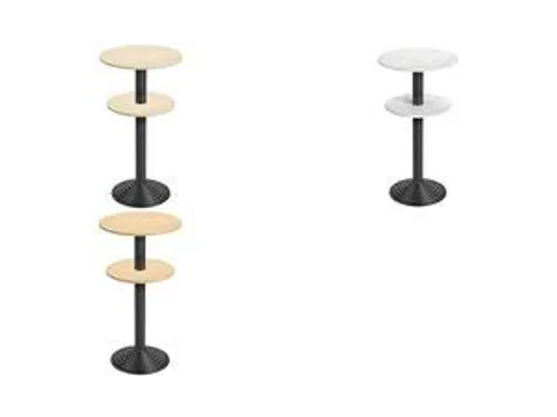 statafel,HxØ 1100x600mm,rond,schotelvoet zwart,blad esdoorn,2e blad