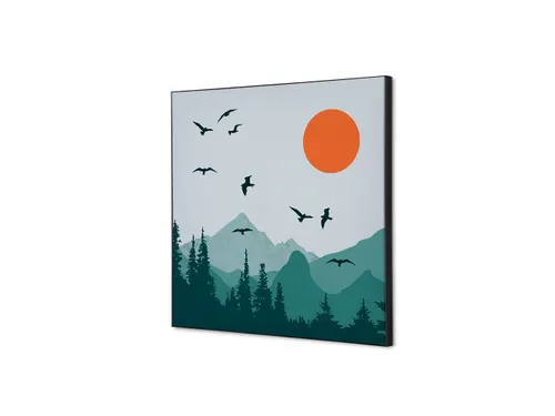 Wanddecoratie Textiel Set 40x40cm Zon en Vogels