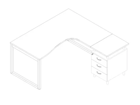 Bureauset Bureau Staand Ladeblok Rechts 730x1600x1650mm Wit