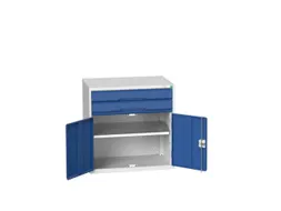ladekast HxBxD 800x800x550mm 2laden 2deuren RAL7035 front RAL5010