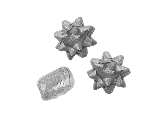 Polyband combi set glitter zilver cadeaulint 1 ei 2 rozetten