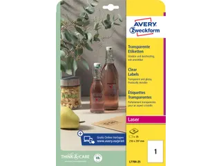 Crystal Clear Etiket Avery Zweckform 210x297mm A4 transparant 25 stuks - 4