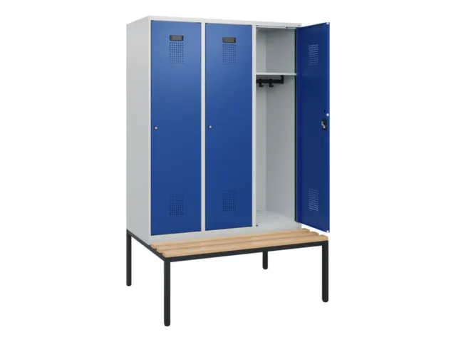 locker met bank,HxBxD 1950x1200x815mm,3vak,vak B 400mm,cilinderslot