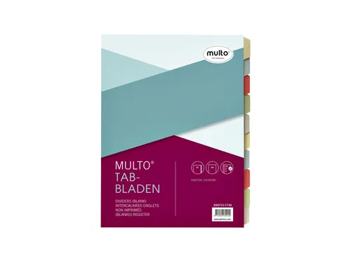 Tabbladen Multo 7311730 A4 23-Gaats Karton 10-Delig Assorti