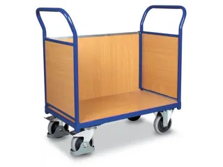 Platformwagen 500kg Laadvlak 1000x580mm 3 Houten Wanden Ral 5010 - 2