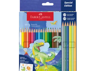 Kleurpotlood Faber-Castell Dino 18 Classic Colour + 6 (3 metallic kleu - 1