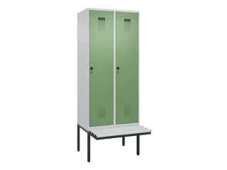 locker met bank,HxBxD 2120x800x815mm,2vak,vak B 400mm,draaigrendel - 2