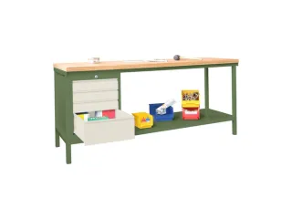 werkbank,HxBxD 900x2000x700mm,onderstel/romp RAL6011,front RAL9010 - 2