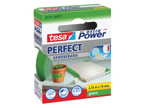 Plakband Tesa textiel 19mmx2.75m groen