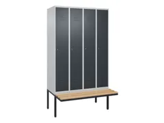 locker met bank,HxBxD 2120x1200x815mm,4vak,vak B 300mm,cil.-slot