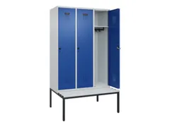 locker met bank,HxBxD 2120x1200x815mm,3vak,vak B 400mm,draaigrendel
