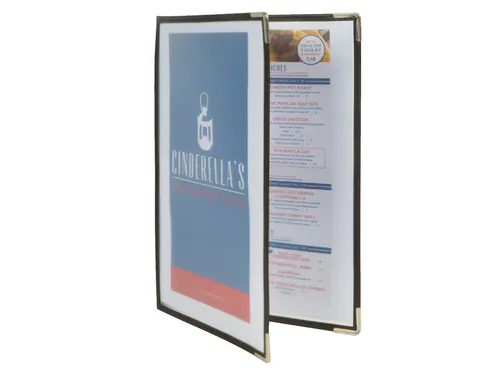 Menukaart Securit A4 2-delig voor 4 pagina's transparant 3 stuks