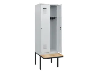 locker met bank,HxBxD 1950x600x815mm,2vak,vak B 300mm,cilinderslot - 1