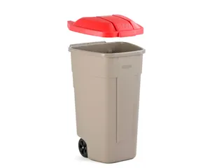 Mobiele container 100 Liter Beige Rood - 2