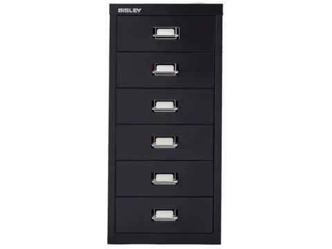 kantoor-ladekast HxBxD 590x278x380mm 6 laden romp + front zwart staal