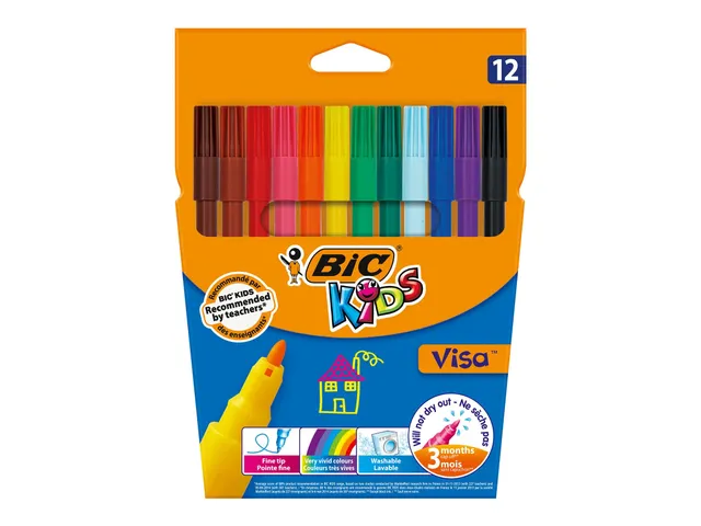Kleurstiften BicKids Visa fijn assorti etui à 12 stuks