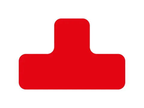 plaksymbool,T-vorm,markering HxB 100x150mm,PVC,rood