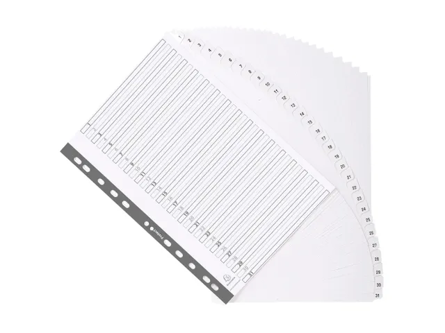 Tabbladen karton 160g A4 1-31 wit