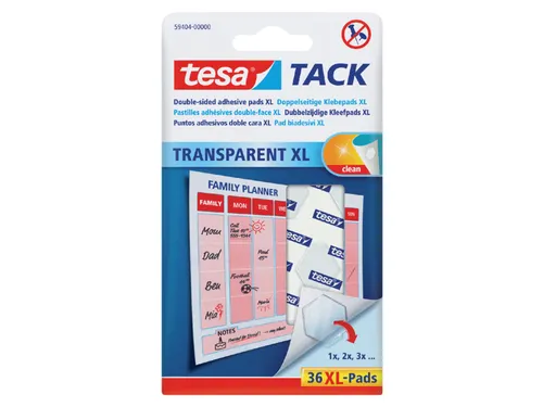 Dubbelzijdige kleefpads Tesa tack transparant XL 36stuks